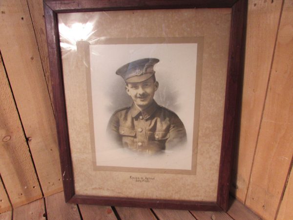 Large framed portrait of WW1 soldier killed 1st day of the Somme