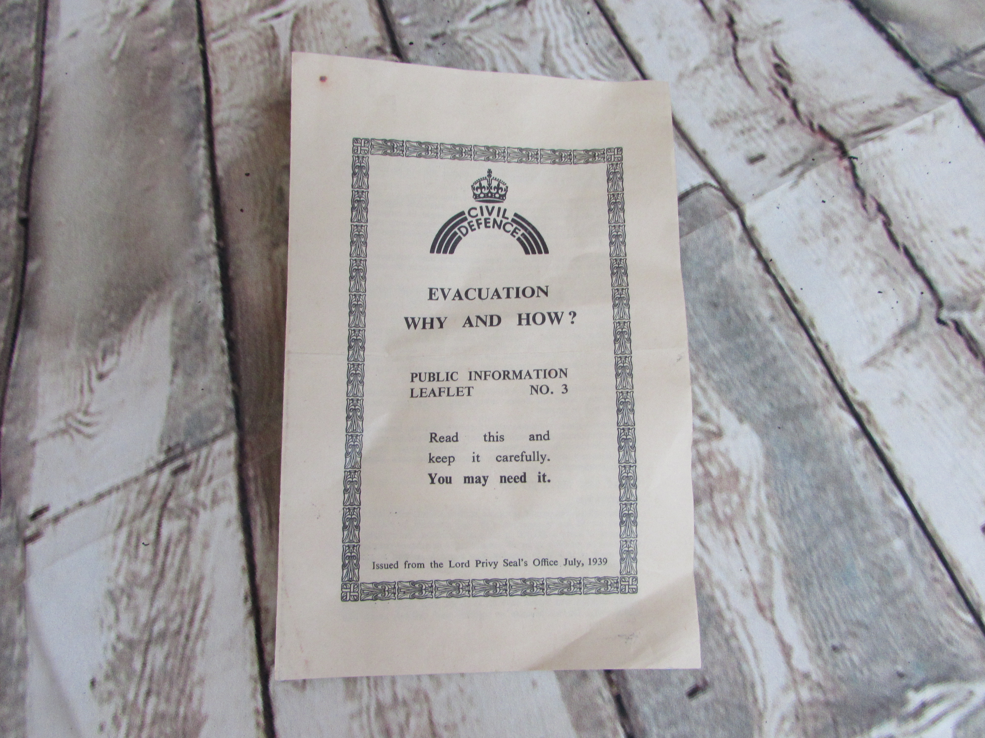 Evacuation leaflet (1939)