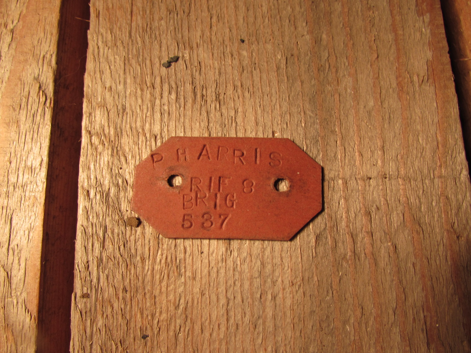 Grave marking tag WWII