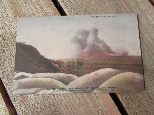 WW1 Original postcard (colourised) Mine expolsion