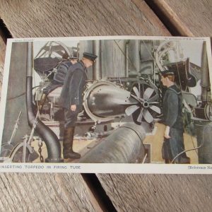 WWI Original postcard (colourised) R.N. Torpedo on board ship
