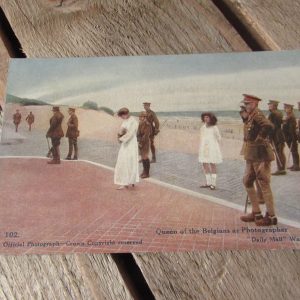 WW1 Original postcard (colourised) King George and Belgian troops