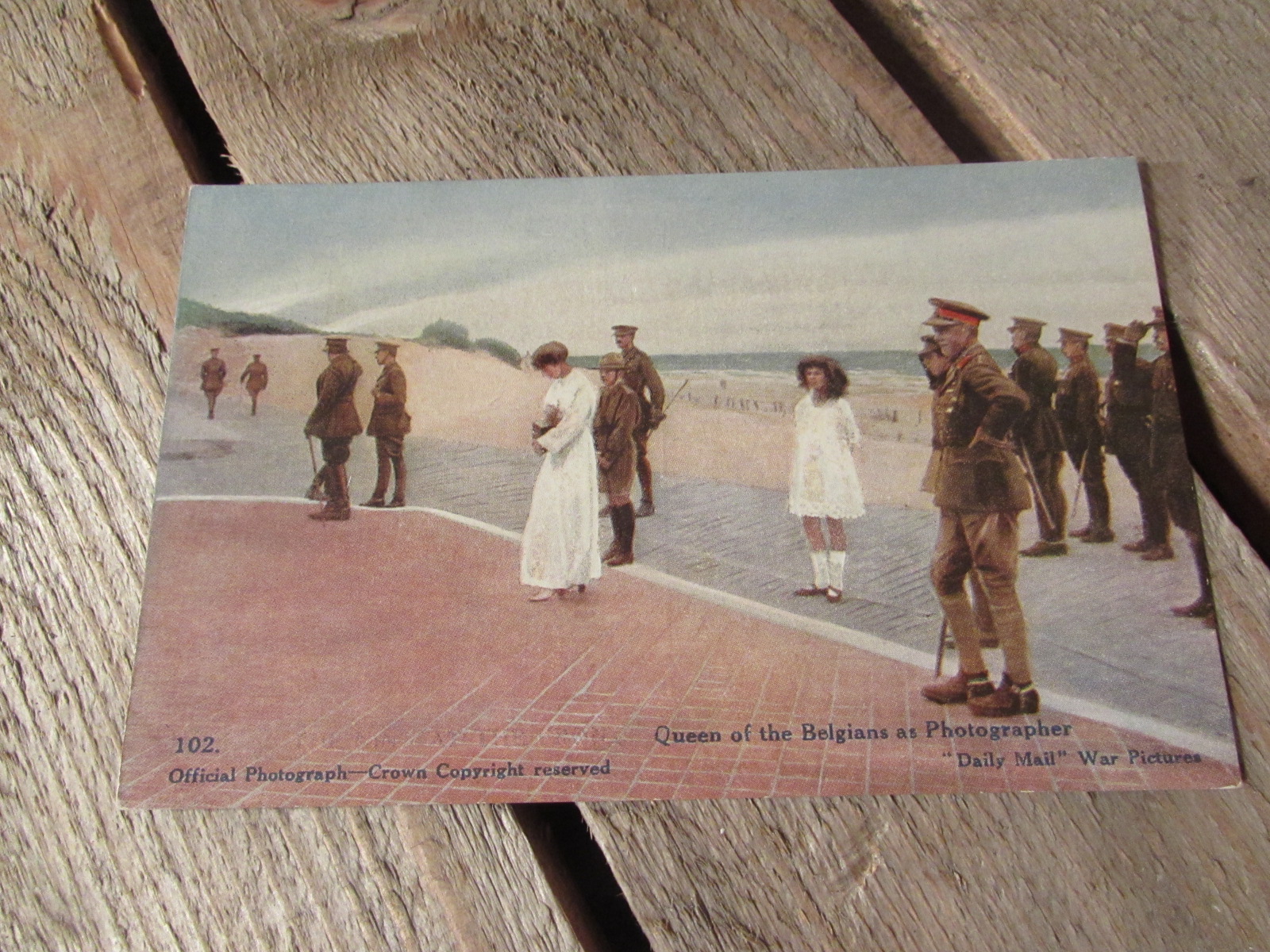 WW1 Original postcard (colourised) King George and Belgian troops