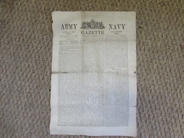 Original page from the Army and Navy gazette (1873)