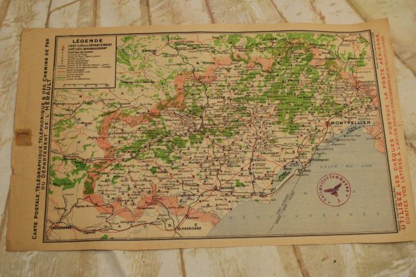 WW2 Luftwaffe stamped map of Montpellier, France