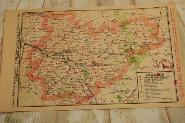WW2 Luftwaffe stamped map of Montauban, France----