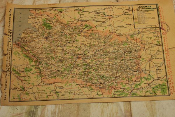 German map, SNCF , Somme area, Luftwaffe stamped