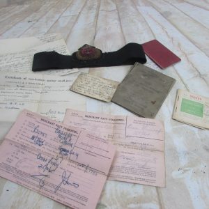 Merchant Naval paperwork and insignia 1943