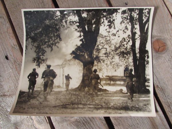 Indian official photo of British troops taking Budalin, Burma (1945)