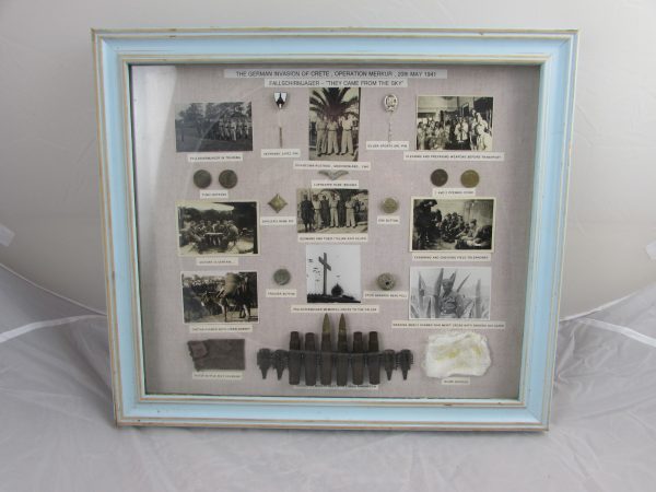 Fallschirmjager 'Operation Merkur' Crete 1941 Framed Relics