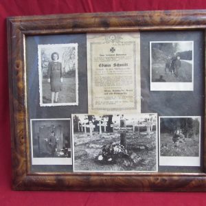 Framed WW2 German Death Card (Obergefreitewer) and Photo's