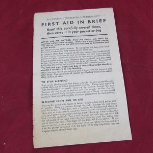 WW2 First Aid in Brief pamphlet for Scotland
