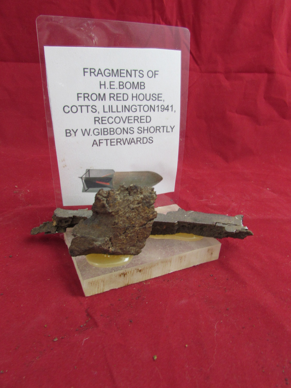 Fragments of an H.E. Bomb from Lillington Warwickshire 1941