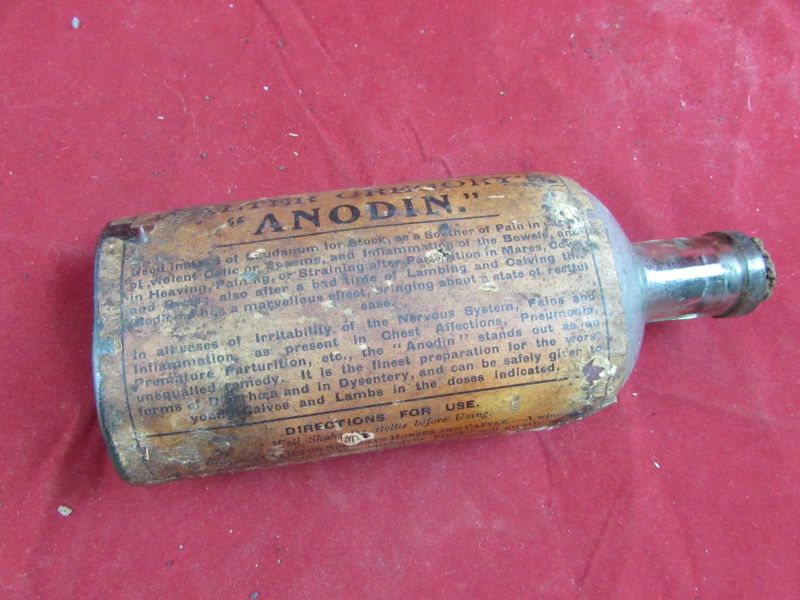Victorian Bottle of "ANODIN" for Horses- Vets