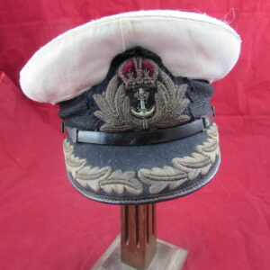 WW2 Royal Navy Captains Cap, with white cotton top