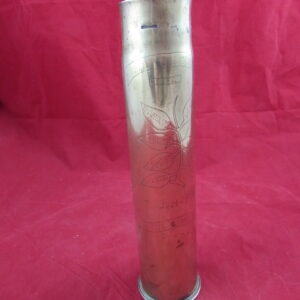WW1 British 6 pdr MkII Brass Shell-case, Trench Art Leicester Regt