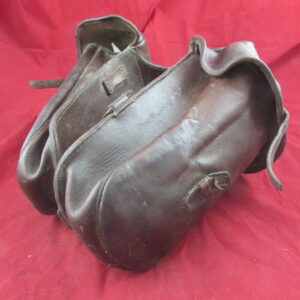 WW1 era French brown leather cavalry horse riding panniers saddle bags despatch rider pair
