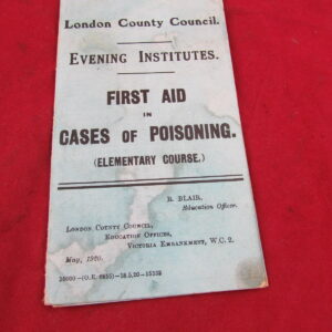 First Aid in Cases of Poisoning booklet.. 1920