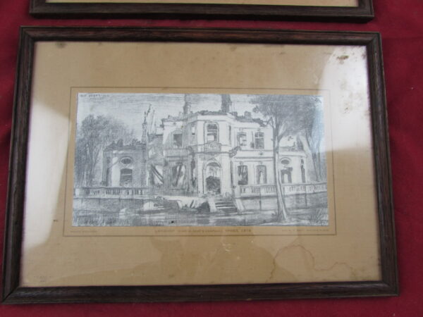 Prints by H.F. Brett of Demolished Buildings in Belgium 1916 , Langhof