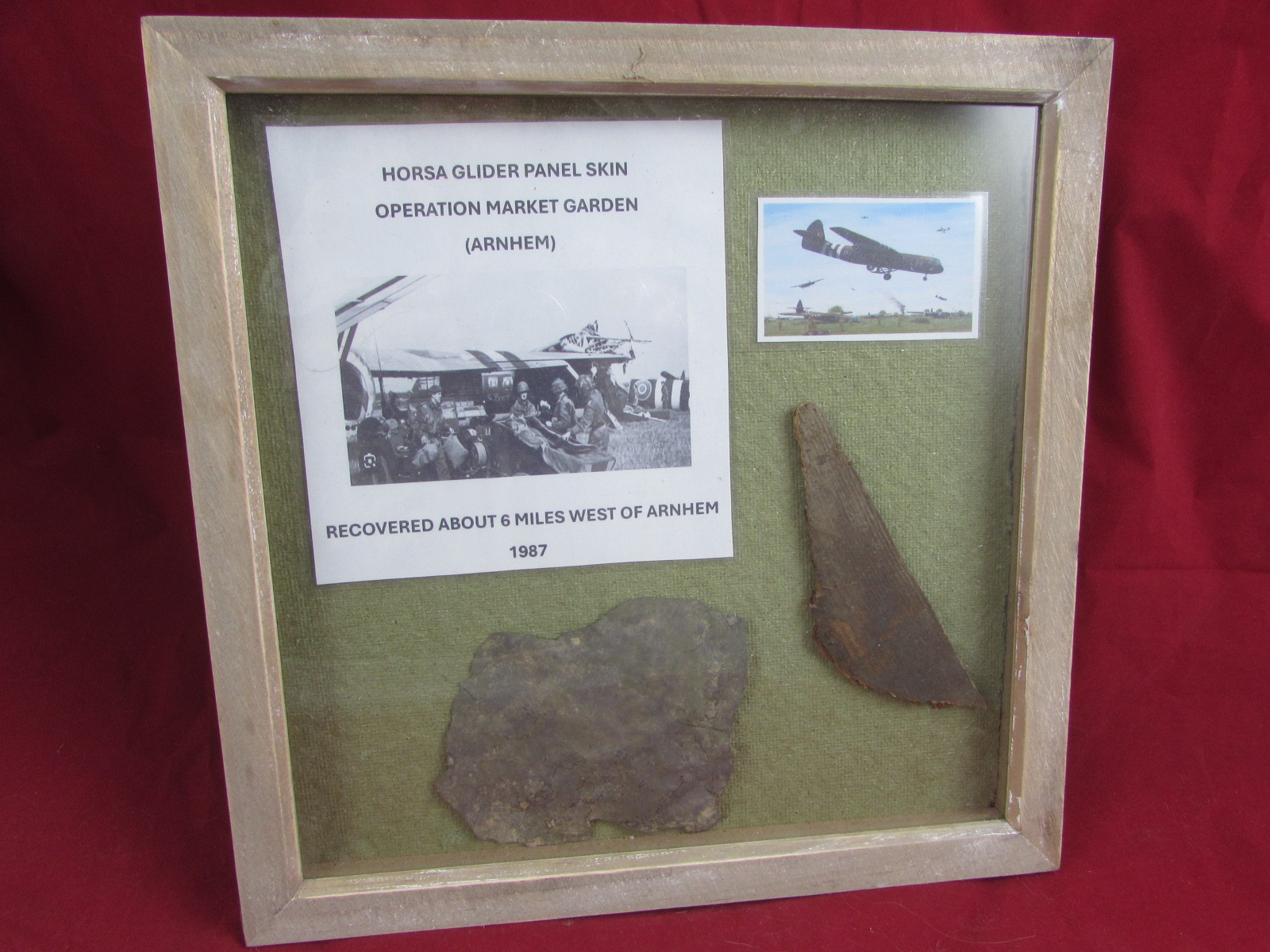 WW2 Fragments of Horsa Glider Panel Cloth & Wood (Arnhem)