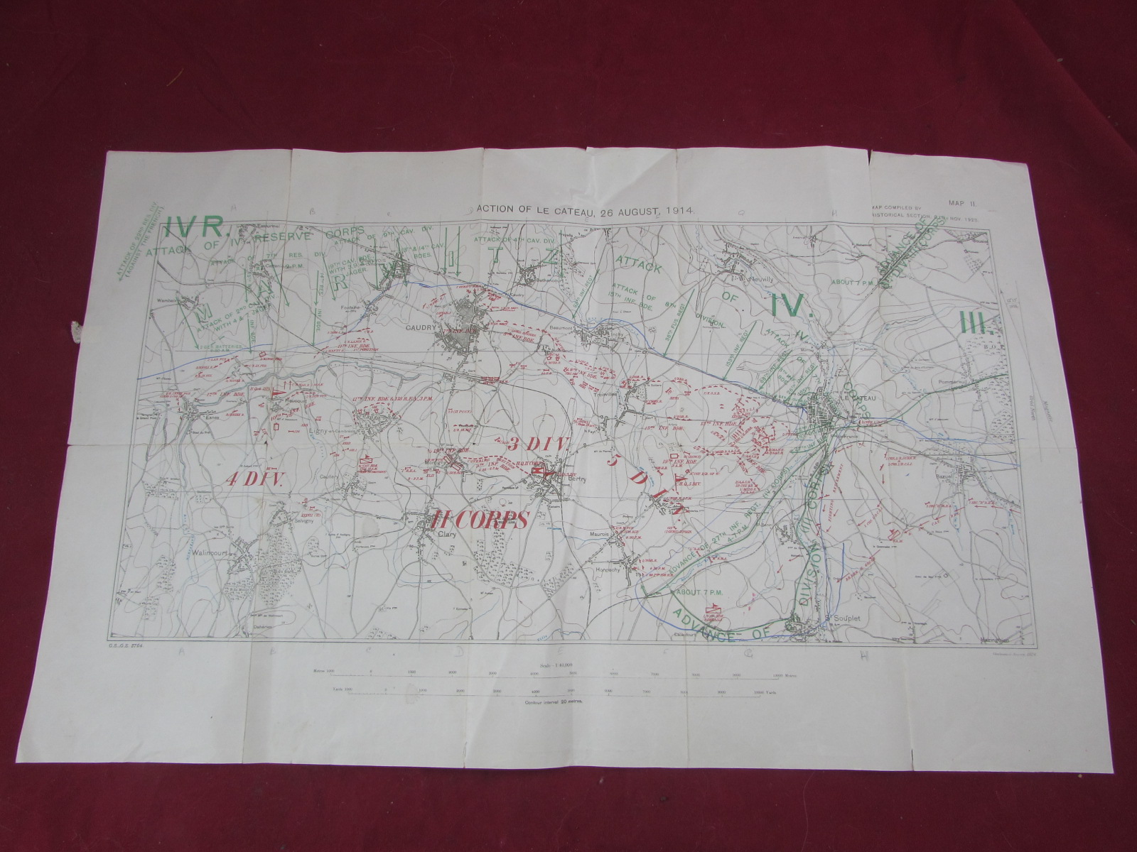 Western Front 26th AUGUST 1914, First World War 1920 Map