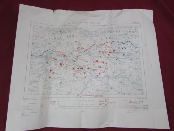 Western Front The Battle of the Aisne 1914, First World War 1932 map