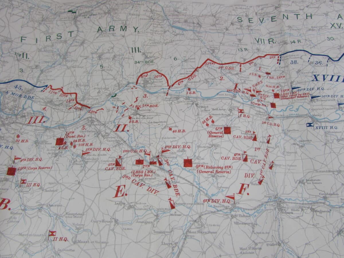 Western Front The Battle of the Aisne 1914, First World War 1932 map ...