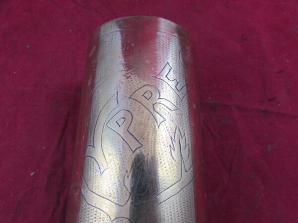 VERY RARE STEEL BASE WW1 ERSTAZ TRENCH ART SHELL CASE-R.M.F. AG 8