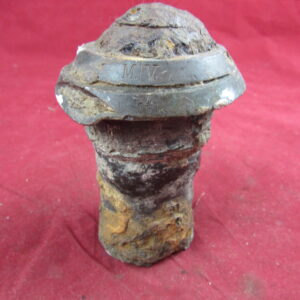 Relic German GrZ 04 Artillery shell fuse 1914 modification 45 mm percussion fuse-detonator without delay dated 1915 used on high explosive shells, recovered on the Ypres Battlefield of 1914-1918 in Belgium