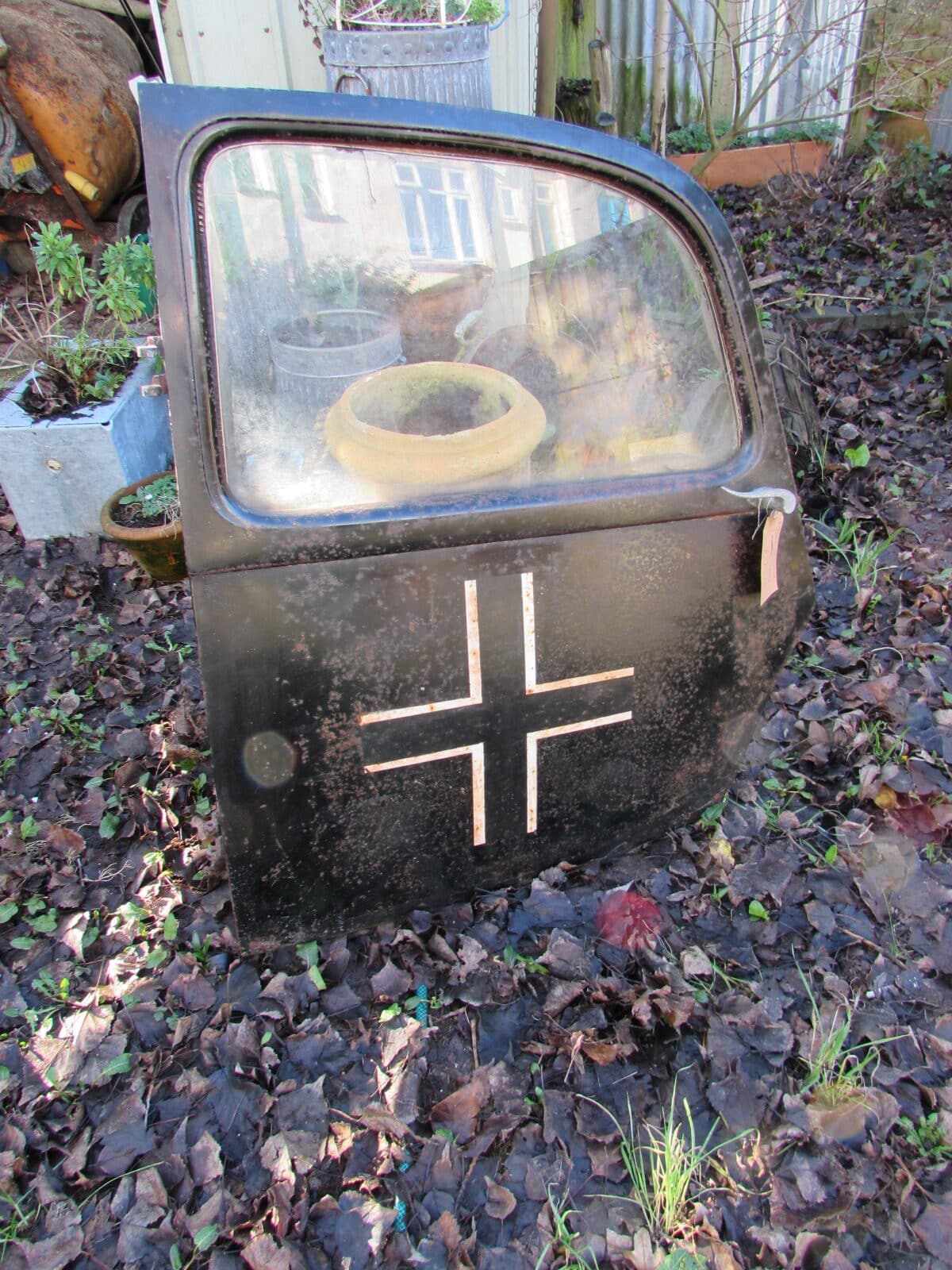 WW2 German Wehrmacht Staff Car Door with Balkenkreuz – Possibly Opel – Original Military Vehicle Relic
