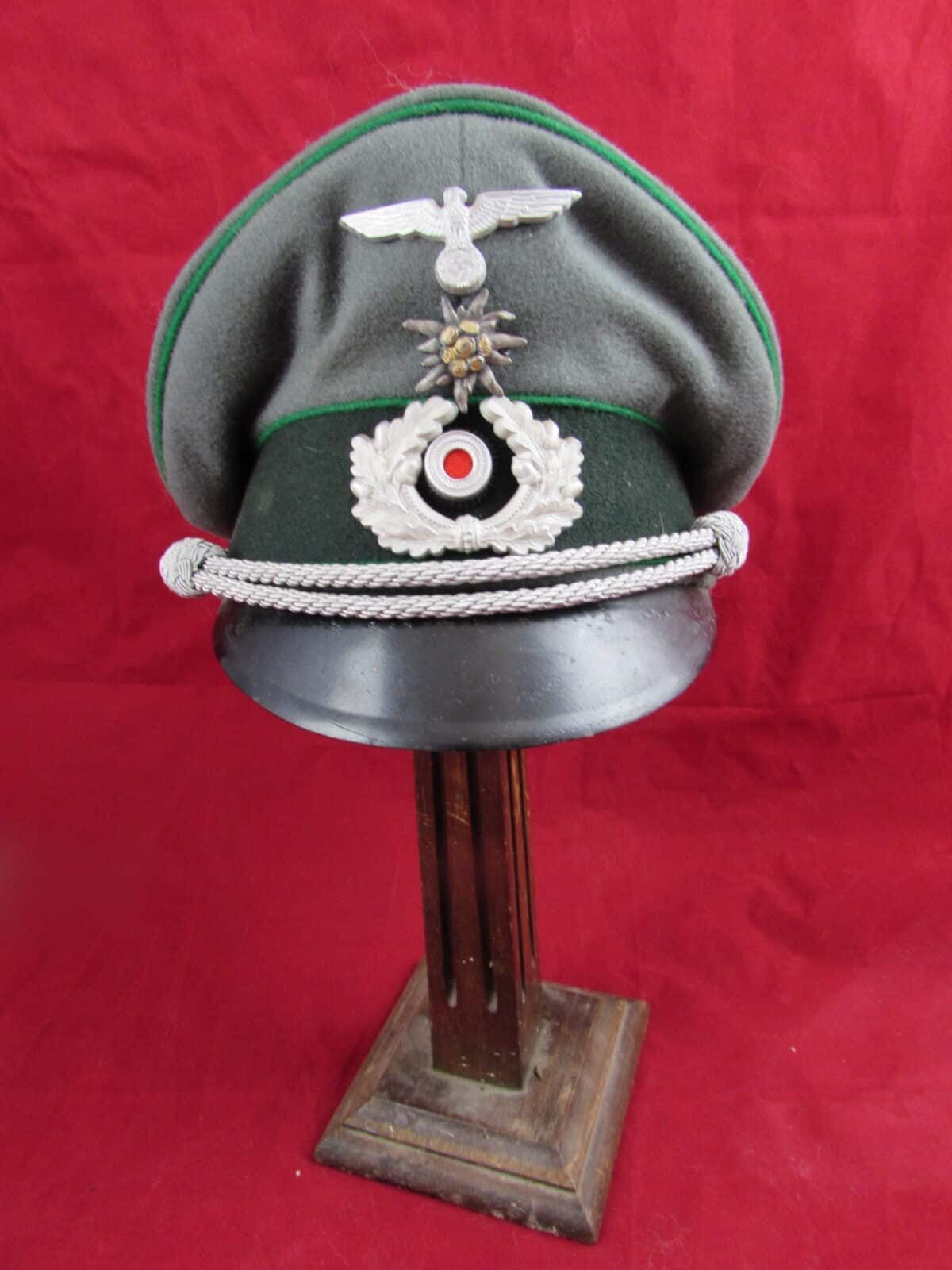 WW2 German Army Mountain Troops Officer’s Cap – Gebirgsjäger, Fully Badged, Named Maker