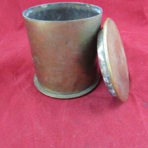 WW1 German 7.7cm FK96 n.A. Trench Art Tobacco Pot – 1917 Dated Shell Case with 1916 Shell Base Lid