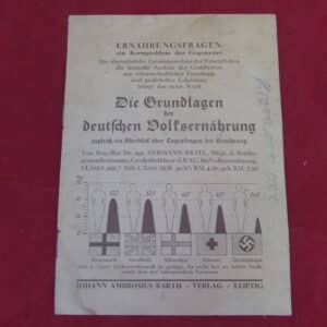Original 1938 German Third Reich Nutrition & Public Health Leaflet – Leipzig – "Die Grundlagen der Deutschen Volksernährung"