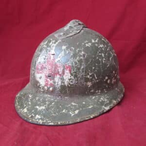 Original WW2 French Adrian Helmet M26 Pattern – Former Red Cross / First Aid Issue – Repainted