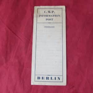 Original British C.M.P. Information Post Map – Berlin Occupation Period – Spandau & Charlottenburg – Post-WWII British Army