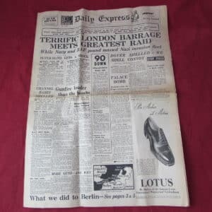 WW2 Daily Express Newspaper – 12th September 1940 – Battle of Britain Newspaper