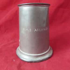 RMS Arlanza Pewter Mug – Original Royal Mail Steam Packet Company Ocean Liner Memorabilia – WW1 Armed Merchant Cruiser Interest