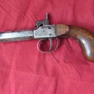 19th Century Percussion Cap Pocket Pistol with Walnut Grip