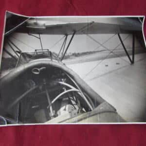 Original WWII Black & White Photograph – Cockpit of a Two-Seat Training Biplane (Possibly Avro Tutor) – 9 x 6 Inches