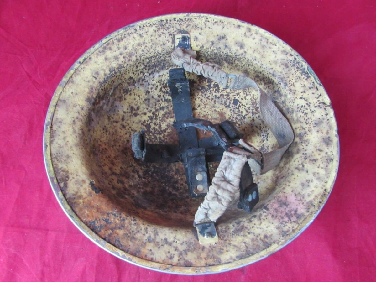 WW1 British Helmet Shell – WW2 North Africa / Middle East Re-Issue – Desert Paint – Relic Condition