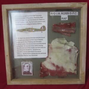 Framed Hawker Hurricane Relics Original Airframe Fragments from Hurricane P3536 Flown by Pilot Officer J. K. Ross, No. 17 Squadron RAF