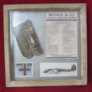 Framed Original Heinkel He 111 Airframe Relic Battle of Britain – Genuine Fuselage Section from Werknummer 1715 8. Staffel, Kampfgeschwader 55 (KG 55) – Aircraft Code G1+MS