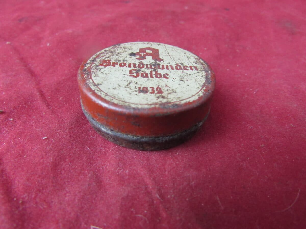 Original WWII 1939 German Brandwunden Salbe Burn Wound Salve Tin Wehrmacht Heer First Aid Medical Kit Item