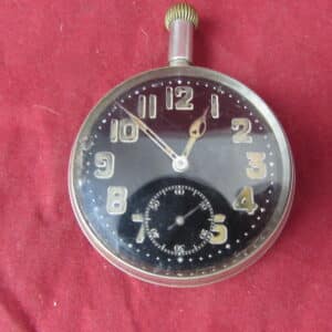 Antique C.1915 RFC WWI Military Aircraft Pilot's Black Dial Pocket Watch – 30-Hour Octavia Luminous Cockpit Navigator Watch – 15 Jewels – U.S.A.P. No. 816321 – Working A Rare First World War Aviation Timepiece from the Dawn of Military Flight